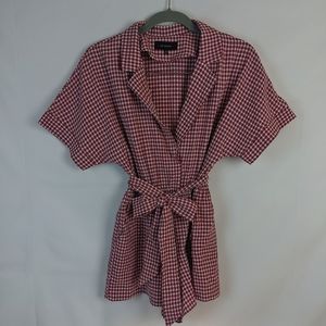 Belted Red & White Gingham Check Romper